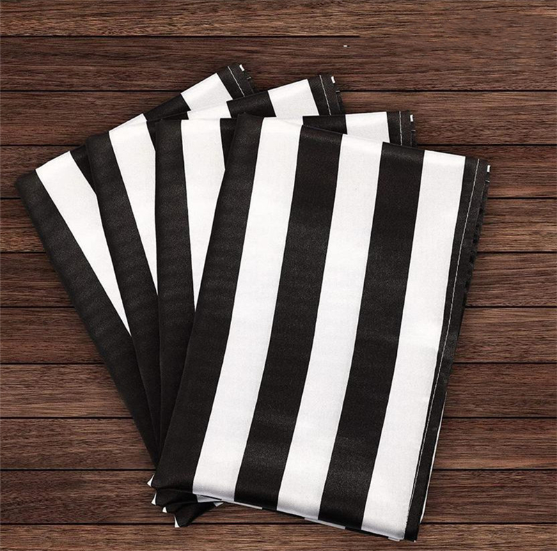 Elegant Black and White Striped Polyester Table Runner for Parties & Events - Image 3