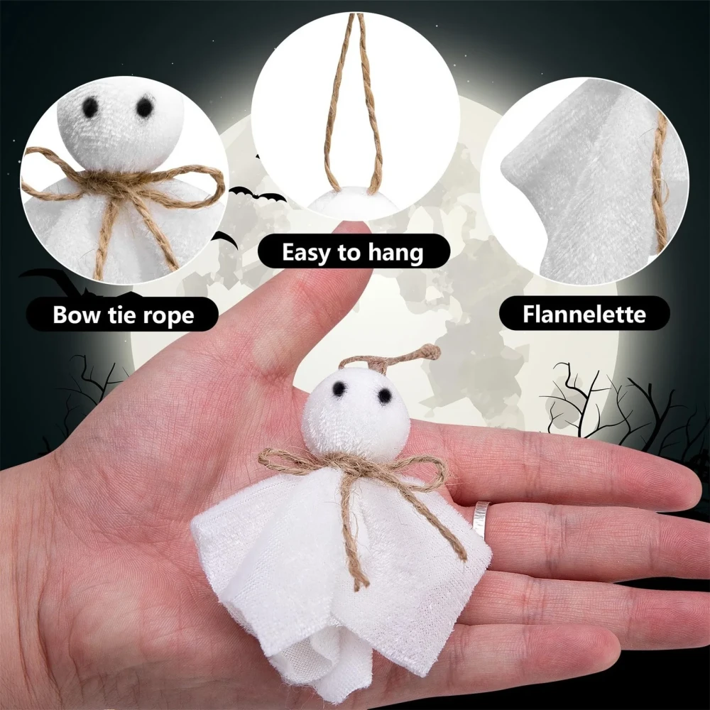 6Pcs Halloween Hanging Ghost Ornaments – White Cloth DIY Decorations - Image 3