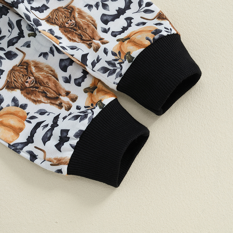 Adorable Baby Boy Halloween Cow Print Tracksuit - Cute Outfit Set - Image 6
