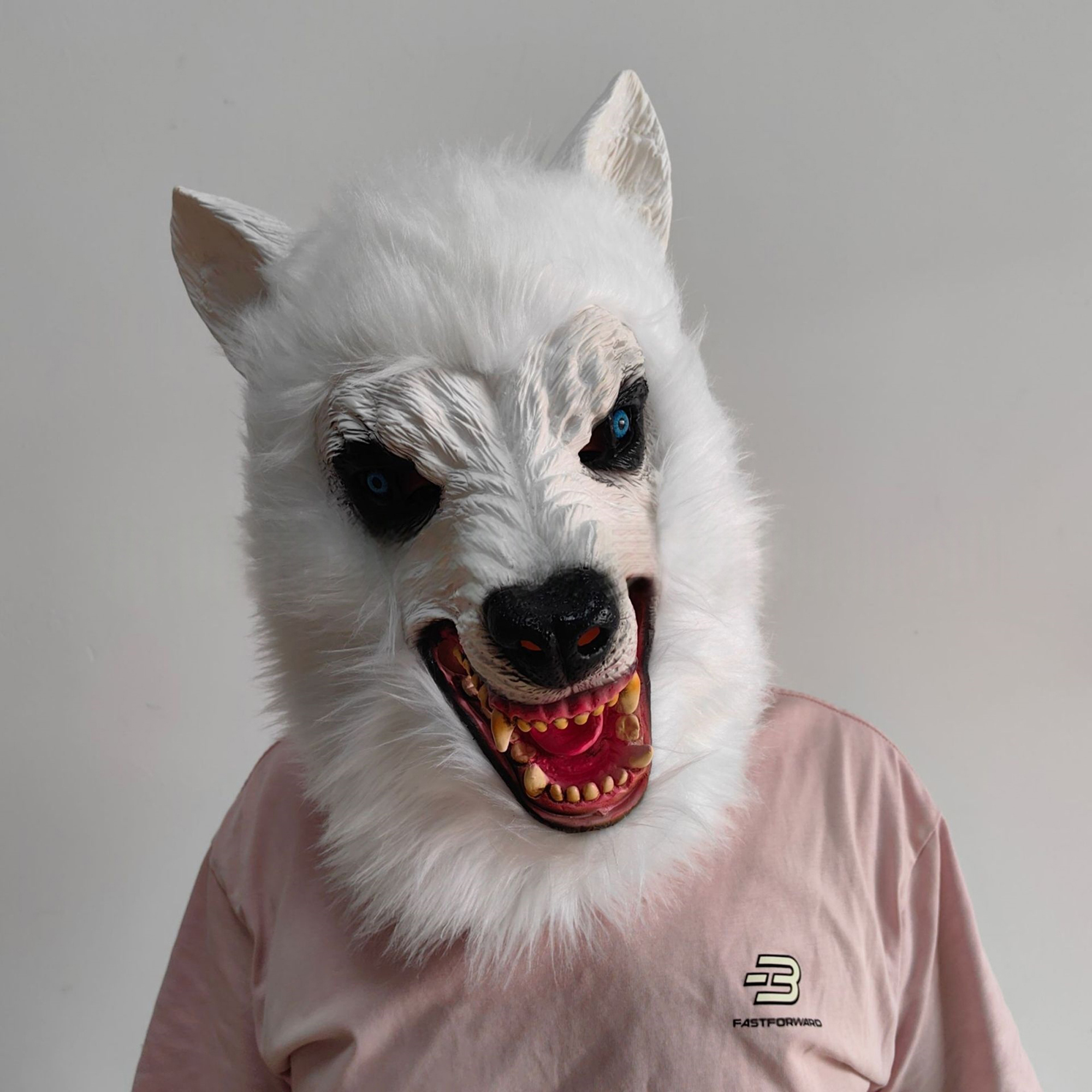 White Wolf Realistic Scary Facewear for Halloween, Cosplay & Masquerade Costume - Image 4