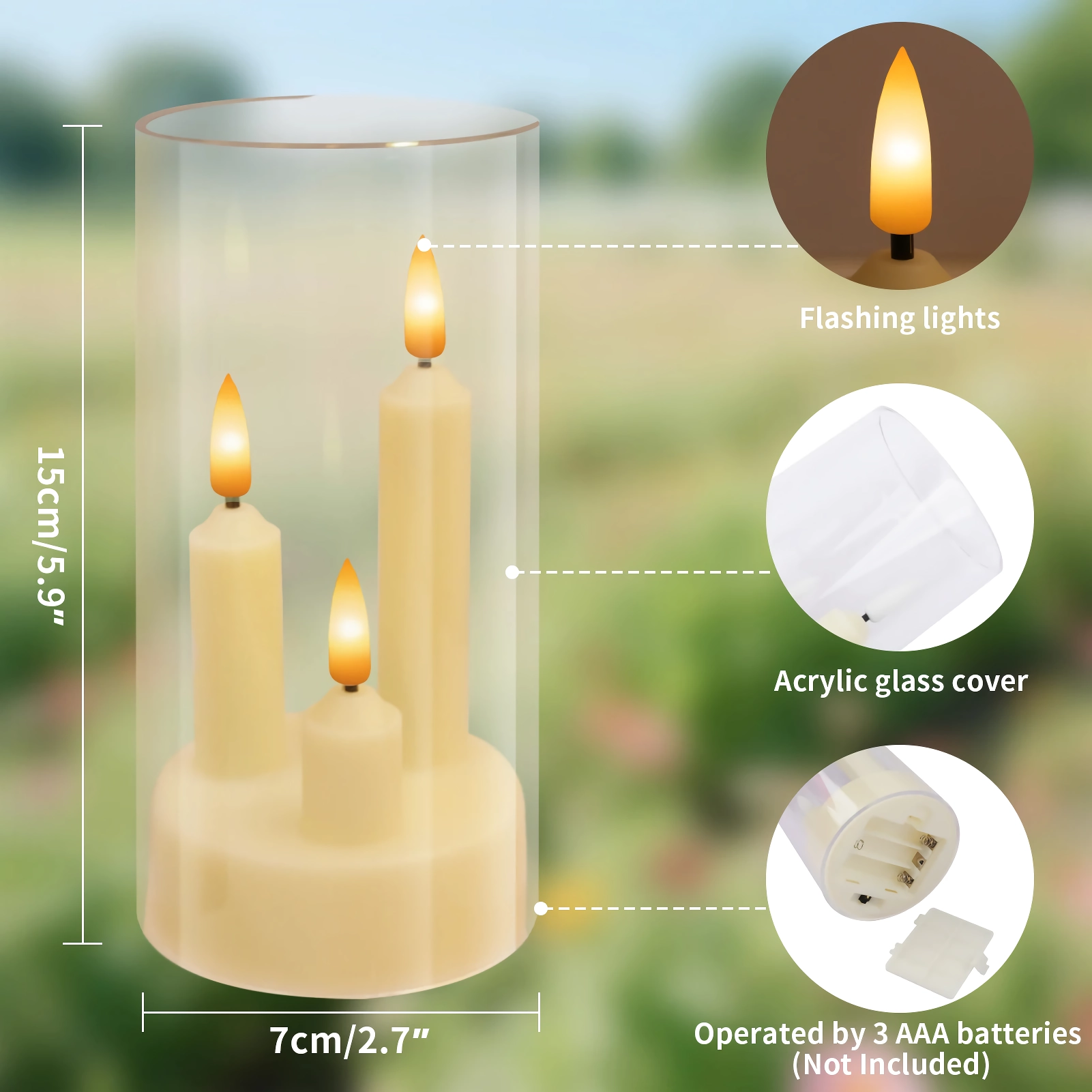 Flickering 3 Wick LED Candles - Battery Operated Flameless Decorative Lamp for Home, Parties & Events - Image 7