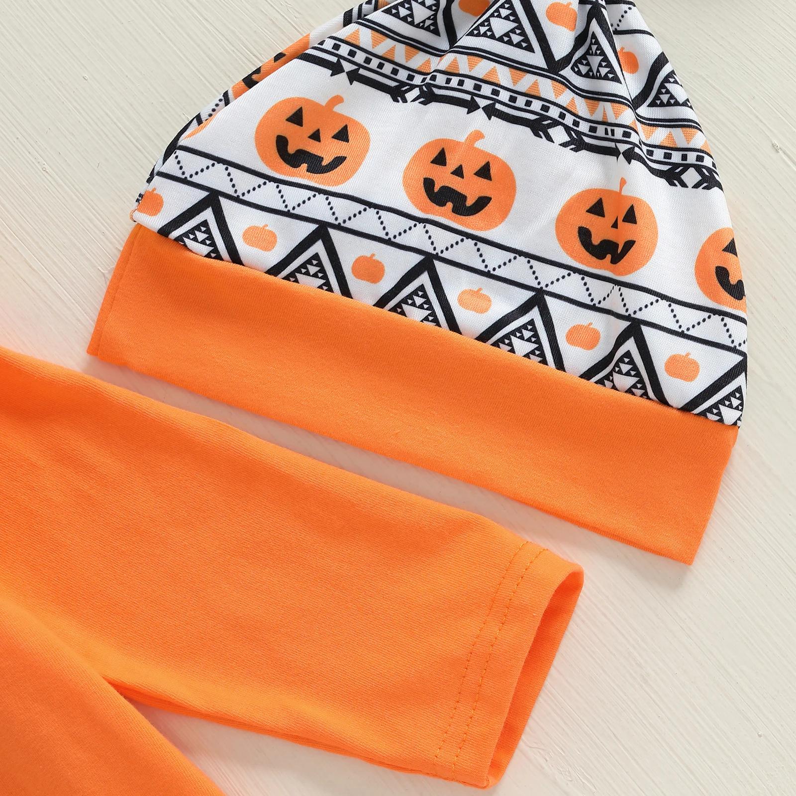 Baby Girl Halloween Outfit 4PCS Romper Pants Hat Headband Set - Image 4