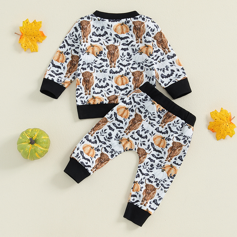 Adorable Baby Boy Halloween Cow Print Tracksuit - Cute Outfit Set - Image 2
