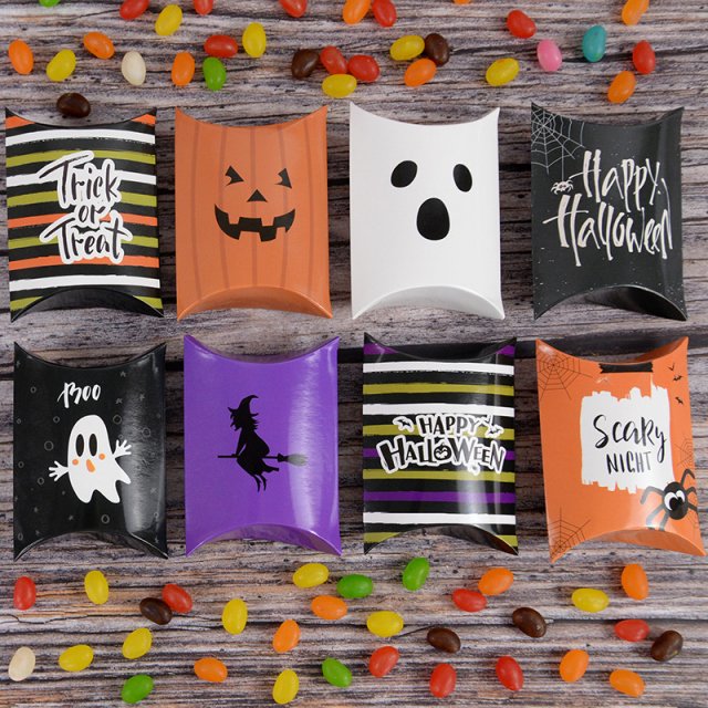 Halloween Kraft Paper Candy Gift Box - Ghost & Pumpkin Packaging - 10/20pcs