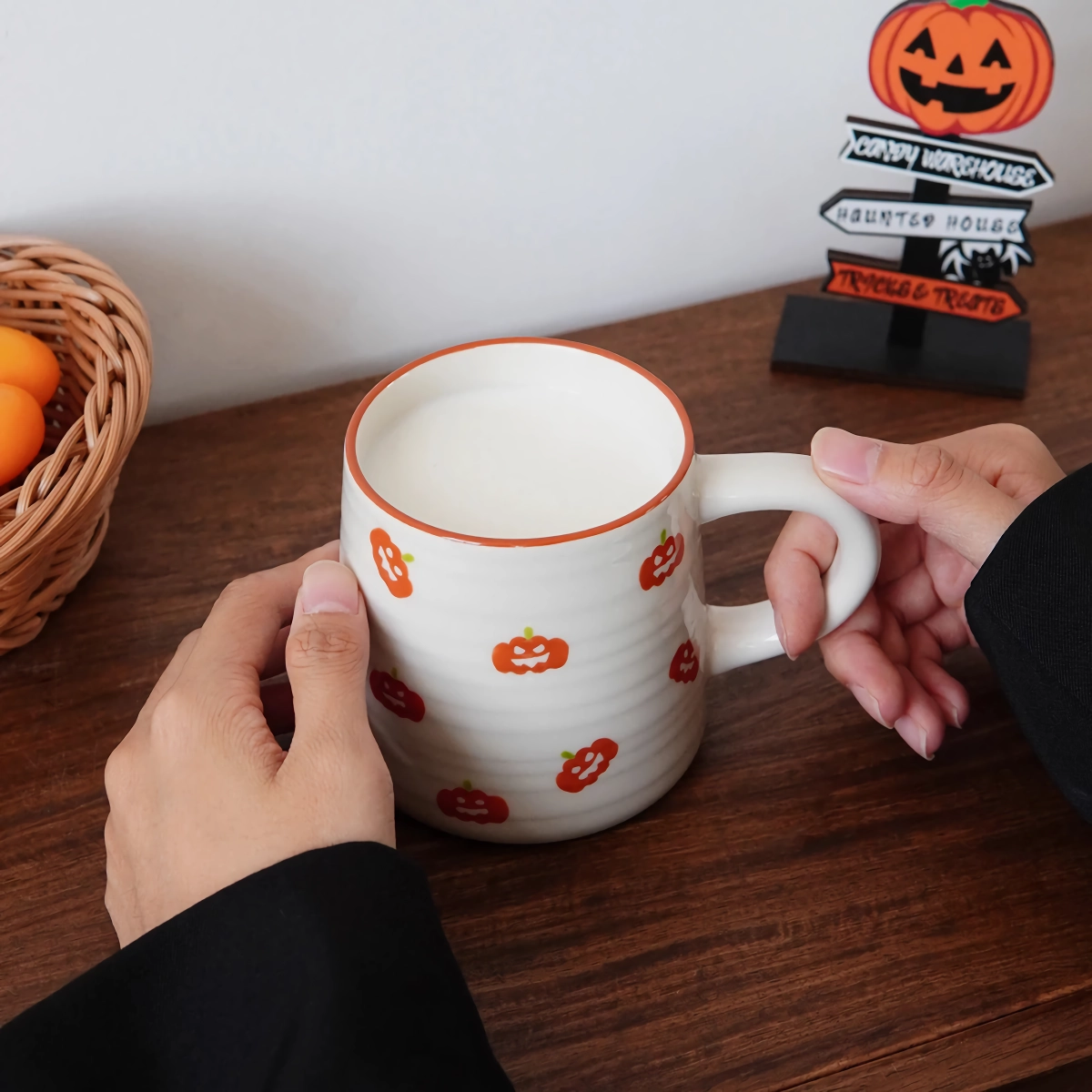 Halloween Ceramic Mug - Pumpkin & Bat Pattern Espresso Cup for Drinks & Decor - Image 6