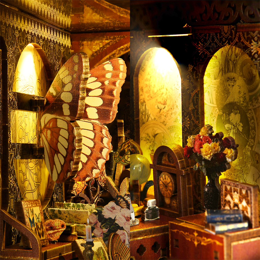 3D Butterfly Book Nook Kit - DIY Wooden Dollhouse Model - Image 2