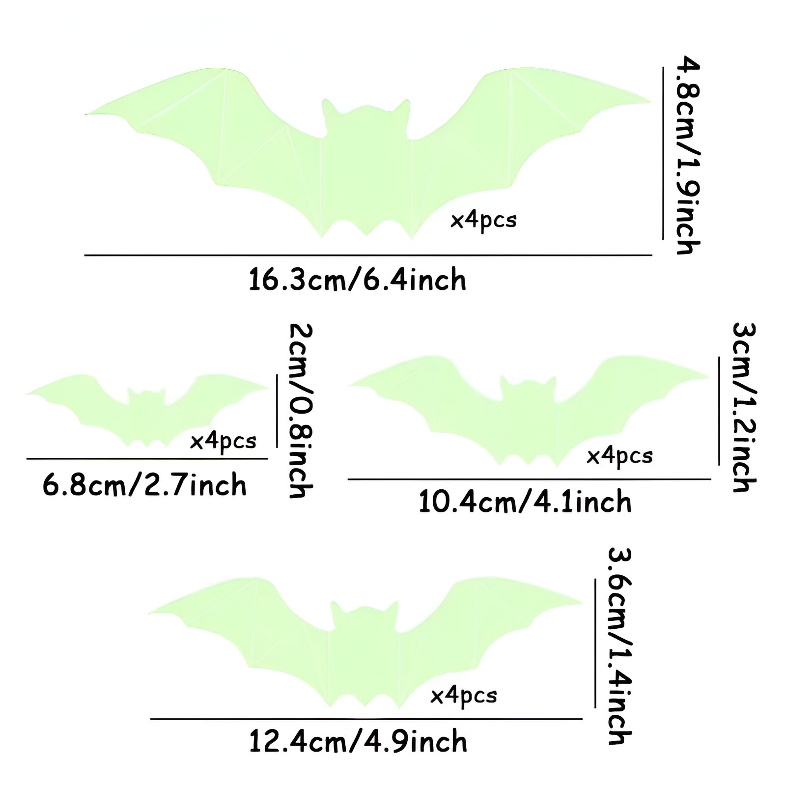 16pcs Glow-in-the-Dark Halloween Bat Wall Stickers - Spooky Party Décor - Image 7
