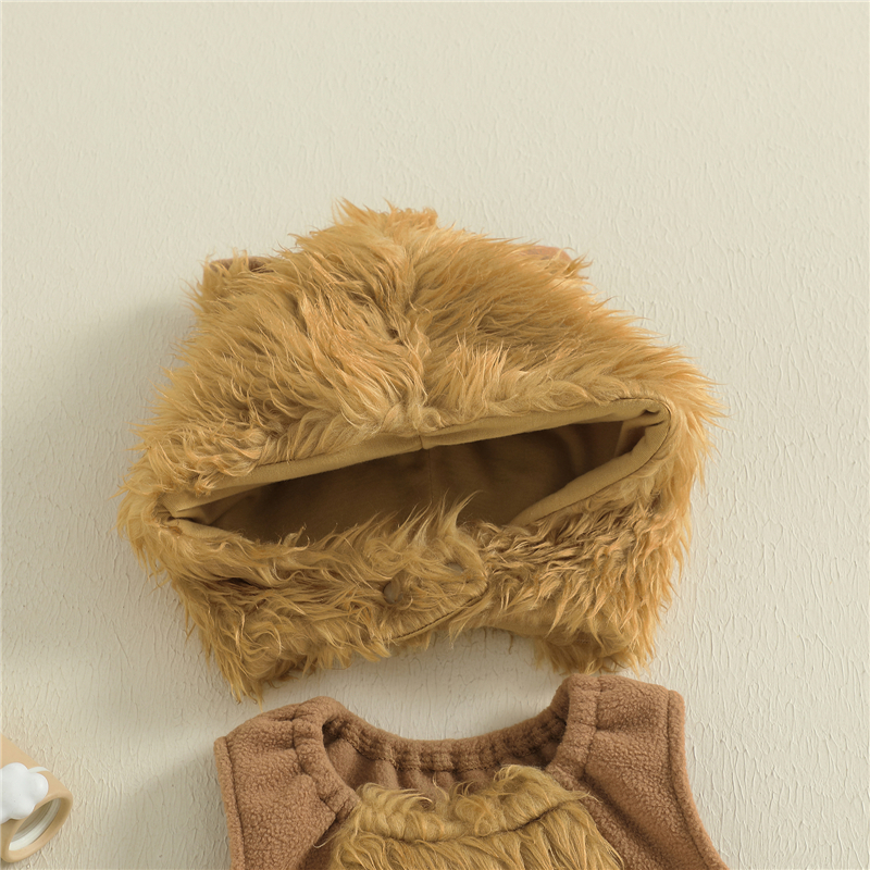 Adorable Baby Halloween Wolf Costume - Plush Romper with Hat - Image 3