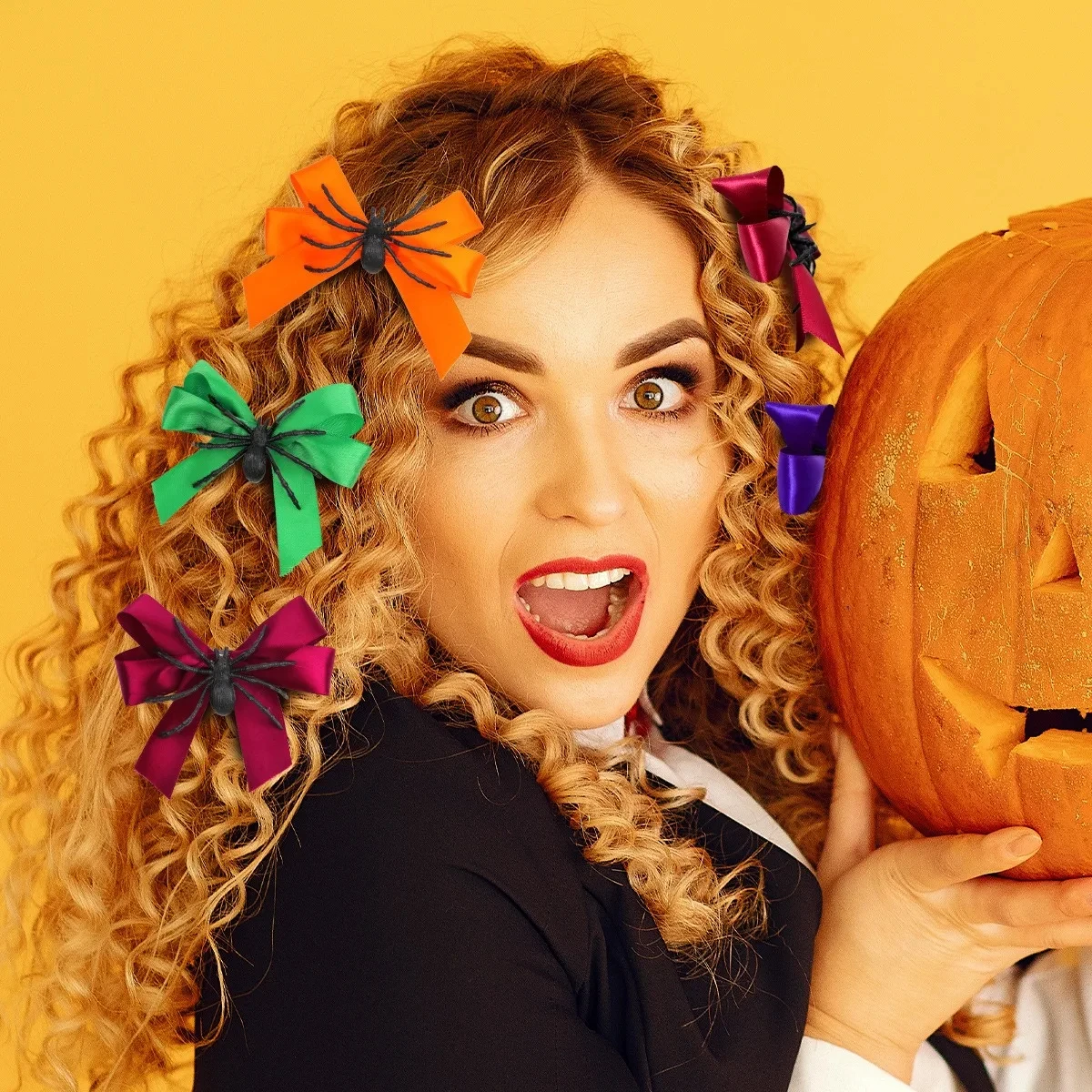Halloween Spider Bowknot Hairpin for Girls – Trick or Treat Bat Headwear - Image 3