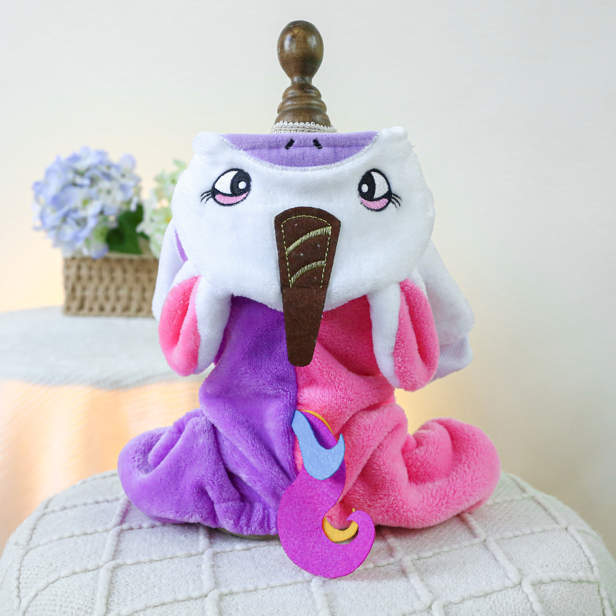 Rainbow Unicorn Dog Hoodie Winter Warm Fleece Four-Legged Pet Outfit