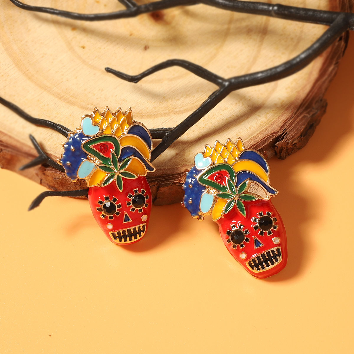 Halloween Skull Cartoon Statement Earrings - Image 4