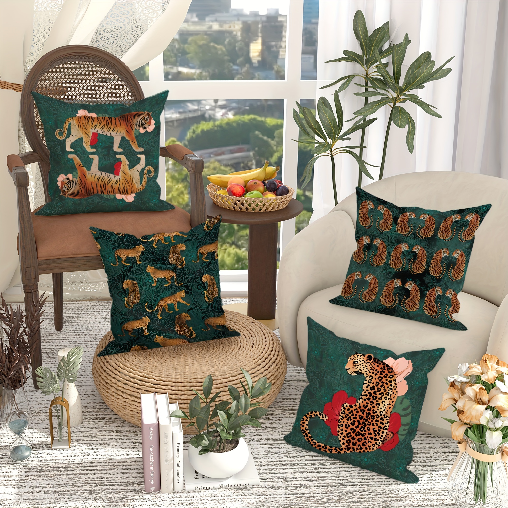 Bohemian Tiger Floral Pillow Cover - Image 4