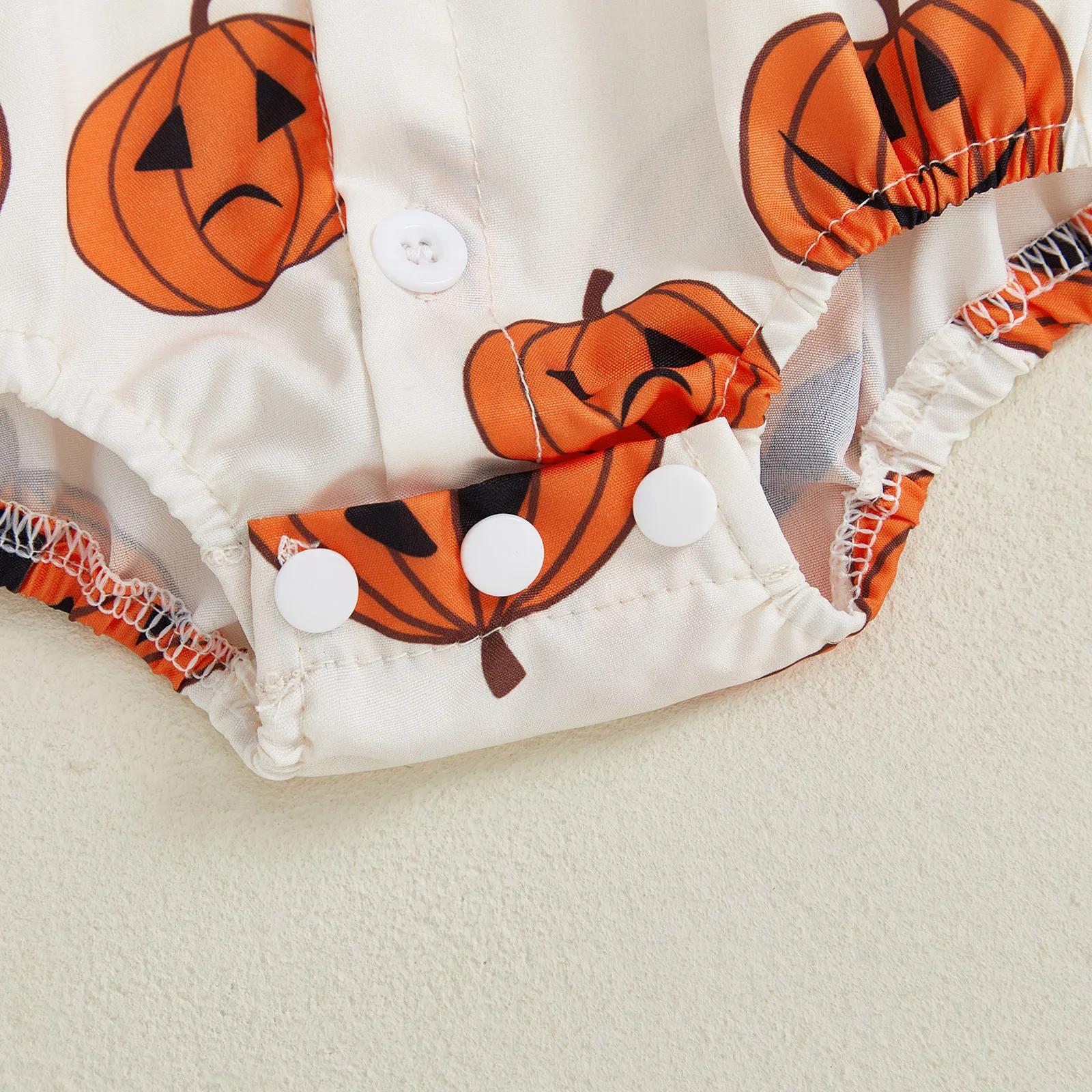 Infant Baby Boy Halloween Pumpkin Print Short Sleeve Gentleman Romper - Image 6