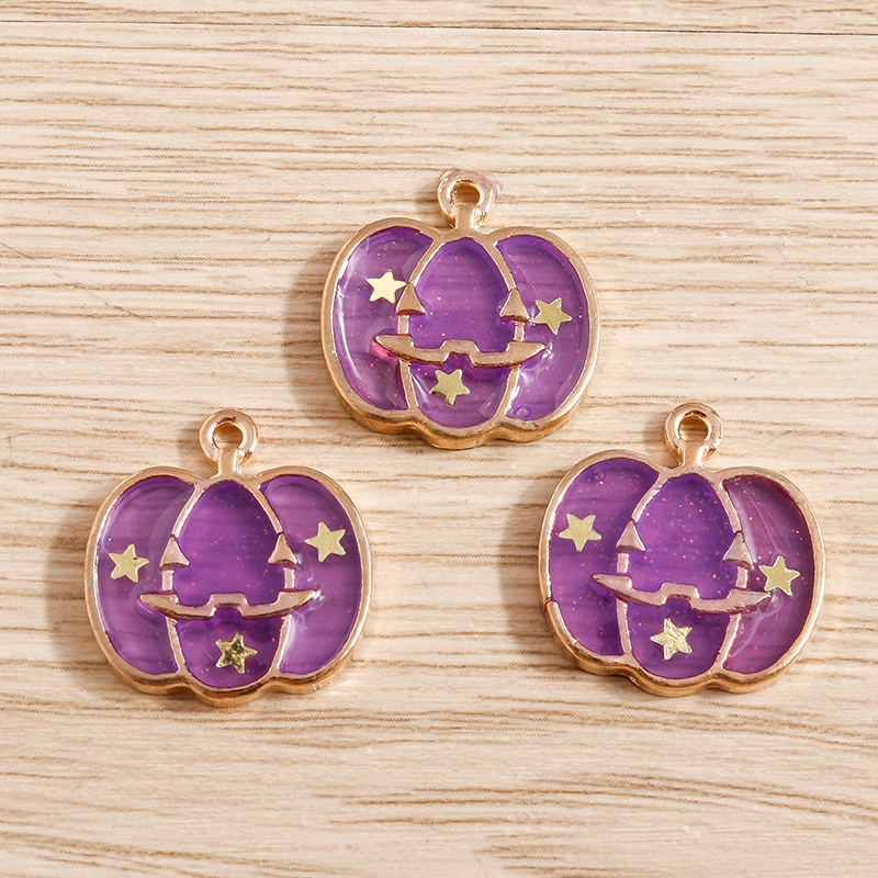 10pcs Enamel Halloween Pumpkin Charms Pendants for DIY Jewelry Crafts - Image 5