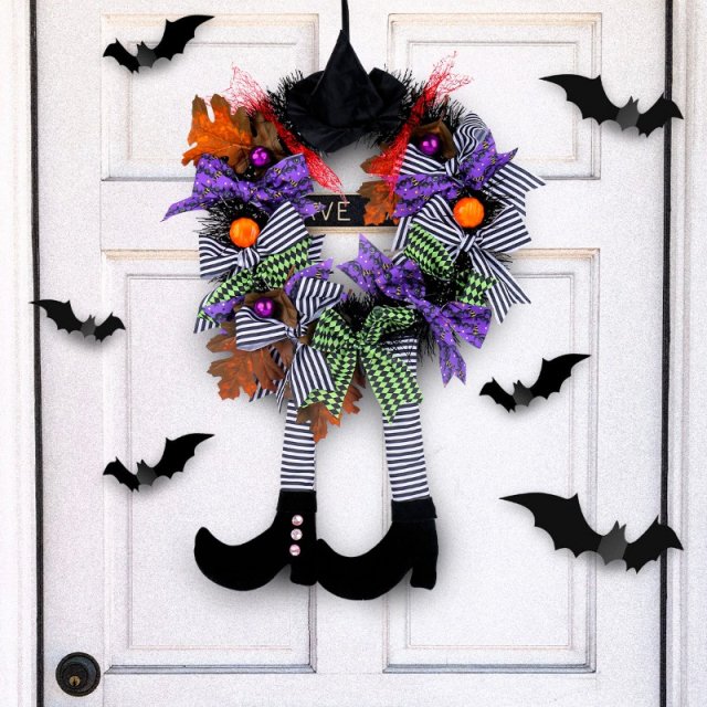 Long Legged Wicked Witch Halloween Wreath