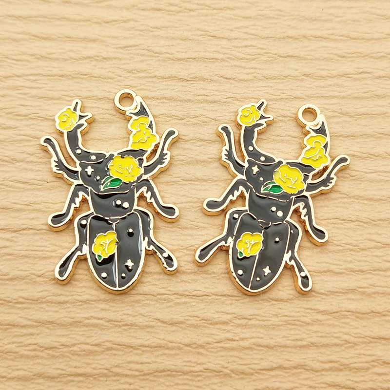 10-Piece Flower and Insect Charms for Jewelry Making - Enamel Pendants - Image 6