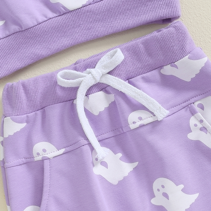 Toddler Halloween Ghost Print Outfit 2Pcs Long Sleeve Sweatshirt and Pants - Image 5