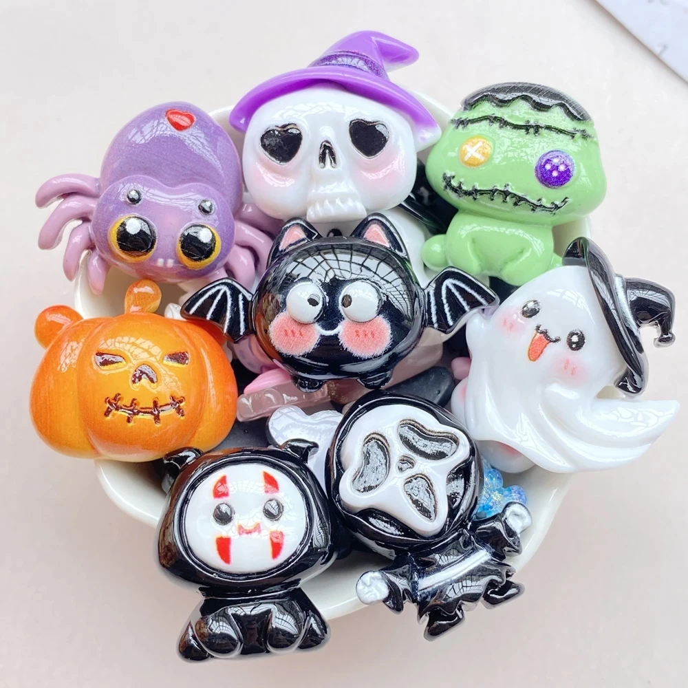 10Pcs Cute Halloween Resin Charms for DIY Crafts & Scrapbooking