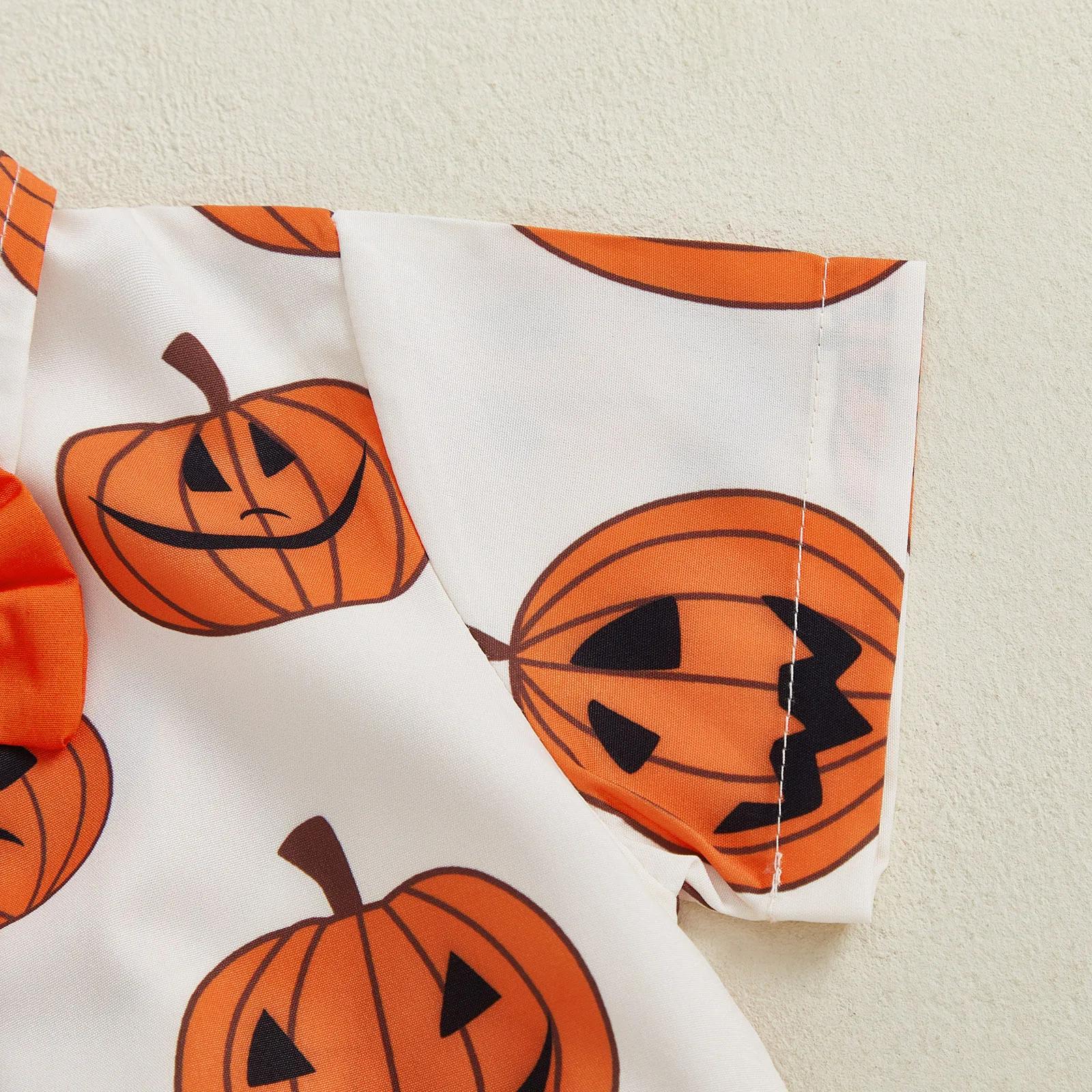 Infant Baby Boy Halloween Pumpkin Print Short Sleeve Gentleman Romper - Image 5