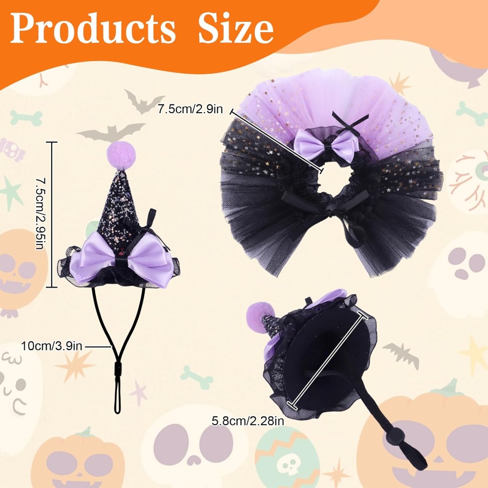 Small Pet Witch Costume Set with Hat and Tutu Skirt for Lizards, Guinea Pigs, Bunnies & Ferrets - Image 6