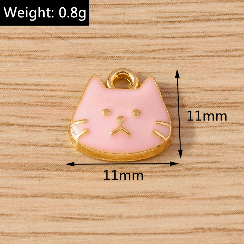 10pcs 11x11mm Cartoon Cat Charms Enamel Pendants for Jewelry Making DIY Crafts - Image 6