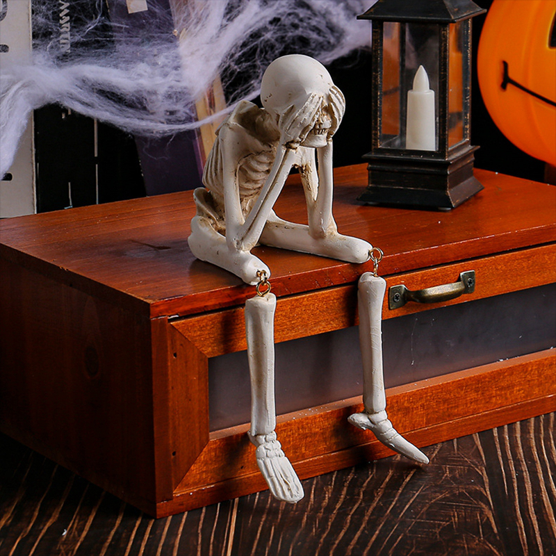 3-Piece Halloween Skull Figurines - Spooky Resin Decor Props - Image 5