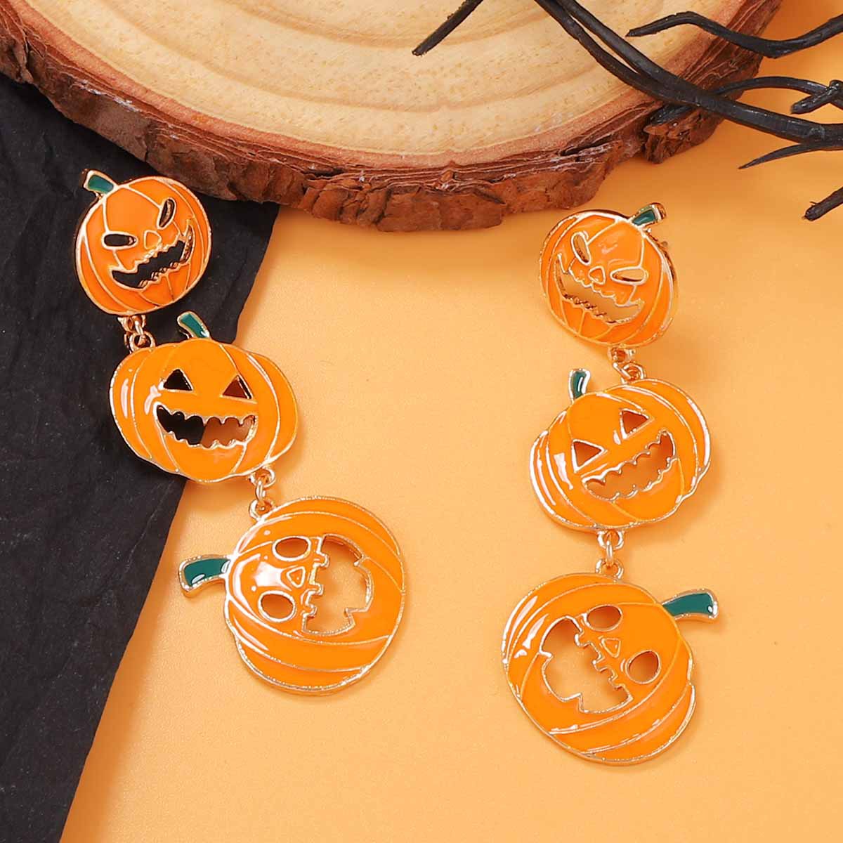 Halloween Pumpkin Ghost Earrings - Image 3