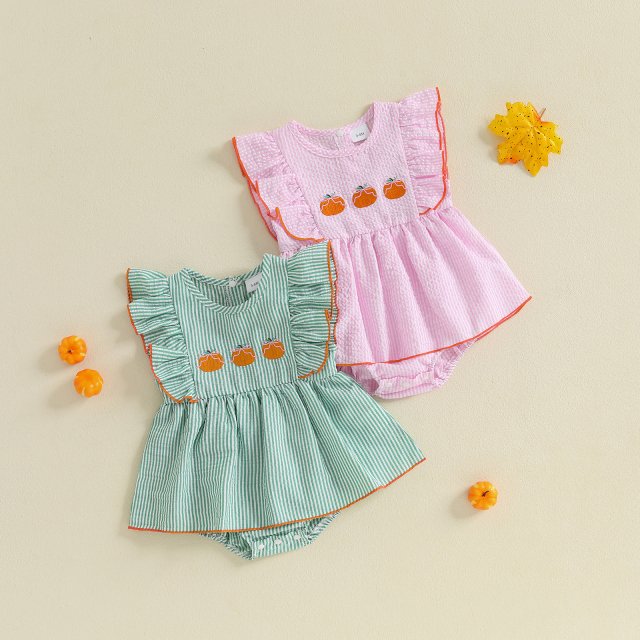 Cute Halloween Pumpkin Romper Dress for Newborns - Perfect for Fall