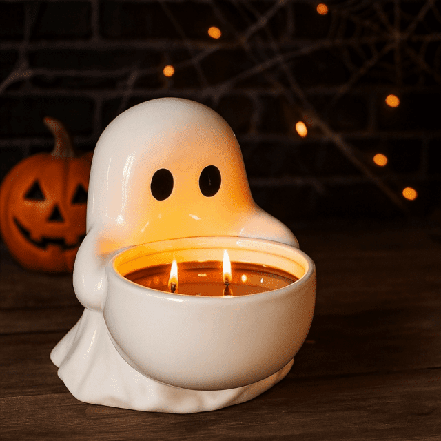 Halloween Ghost Candle Holder Decorative Resin Snack Box