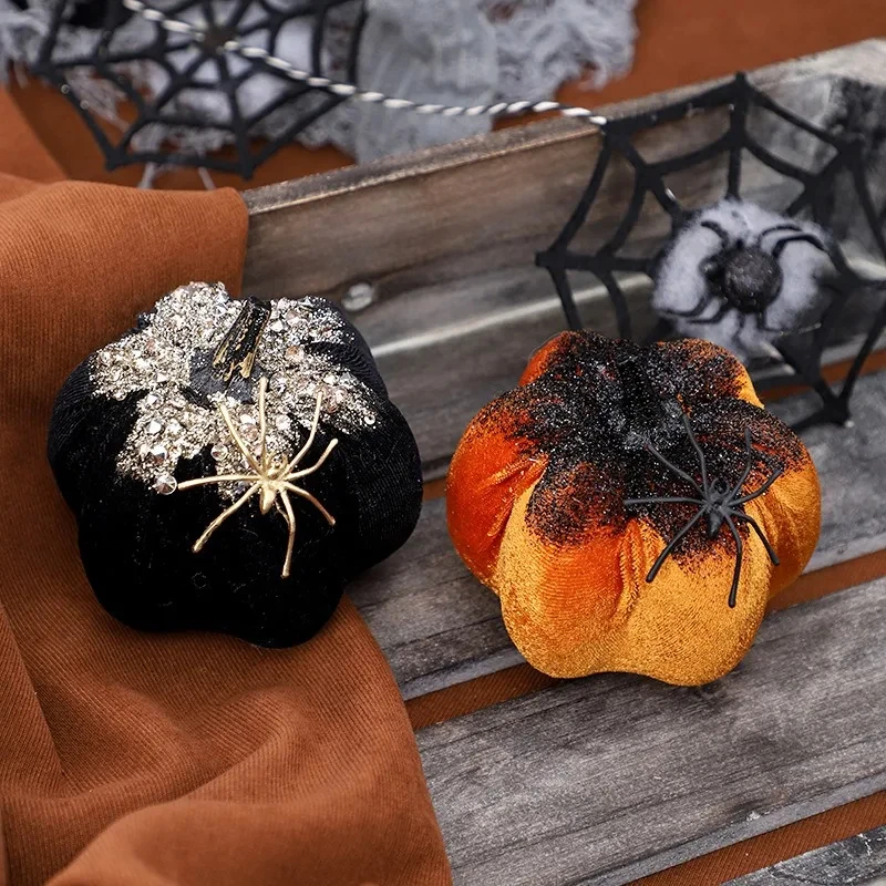 Simulated Spider Pumpkin Halloween Ornament Doll for Home Decor - Image 3