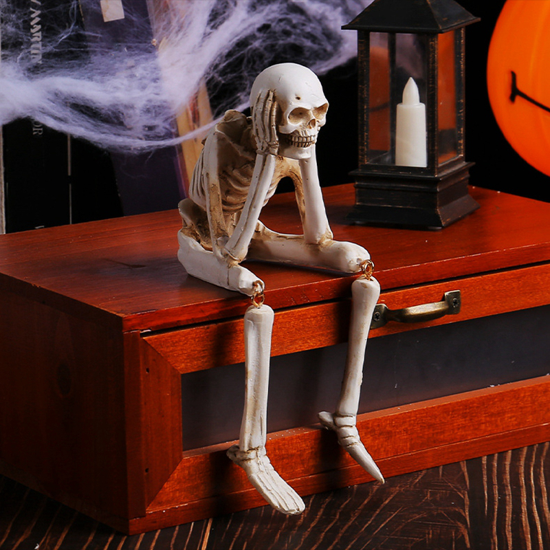 3-Piece Halloween Skull Figurines - Spooky Resin Decor Props - Image 3