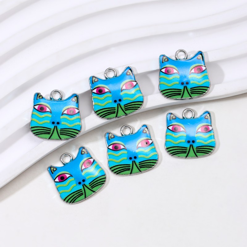 10pcs Cute Cat Enamel Charms - Image 4