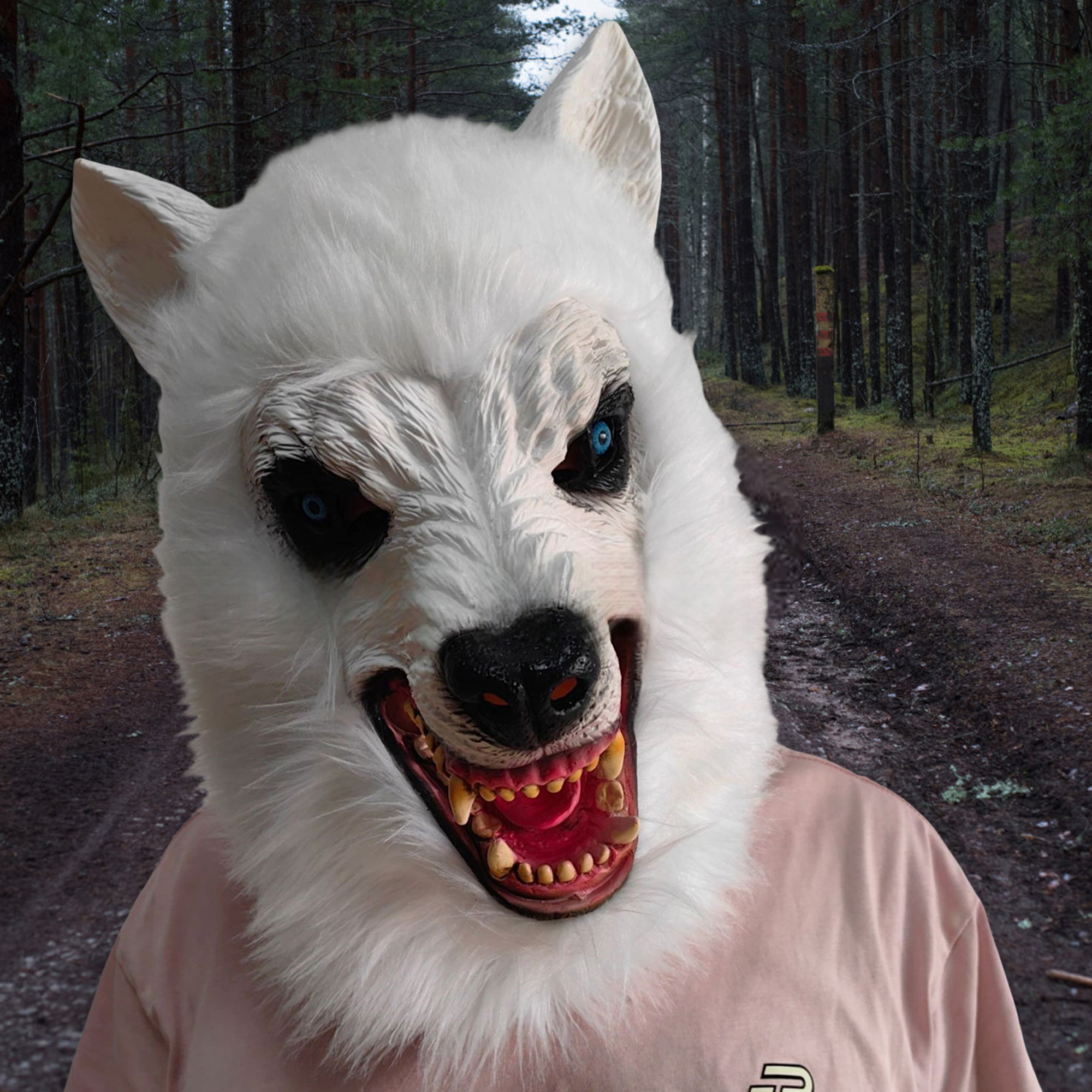 White Wolf Realistic Scary Facewear for Halloween, Cosplay & Masquerade Costume - Image 2