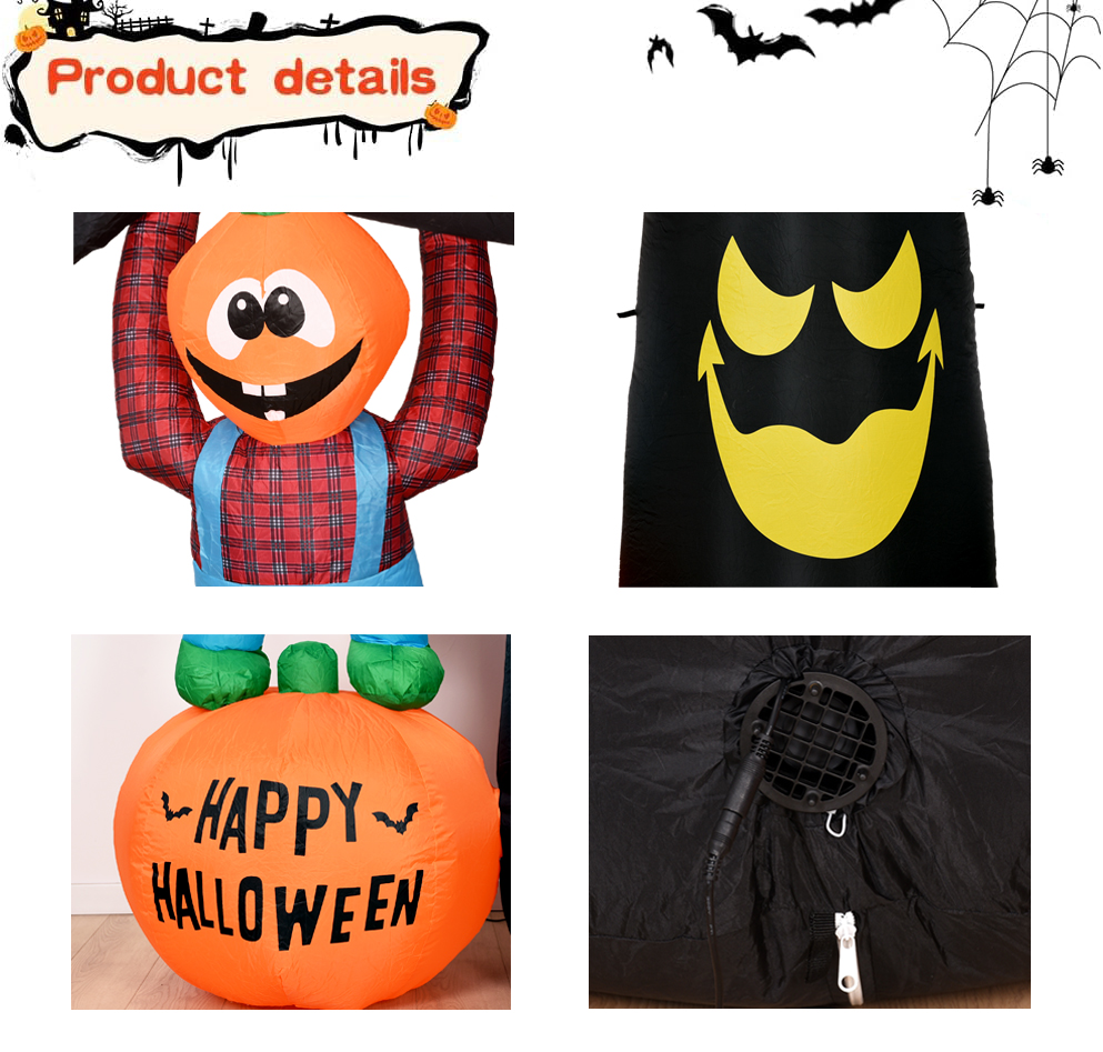 8FT Halloween Inflatable Ghost Tree with Pumpkins and LED Lights - Image 2