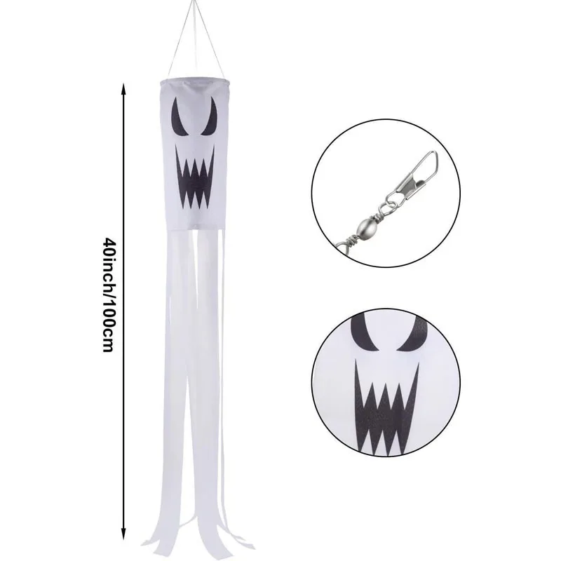 Spooky Ghost Windsock - Halloween Yard and Garden Decoration - Image 6