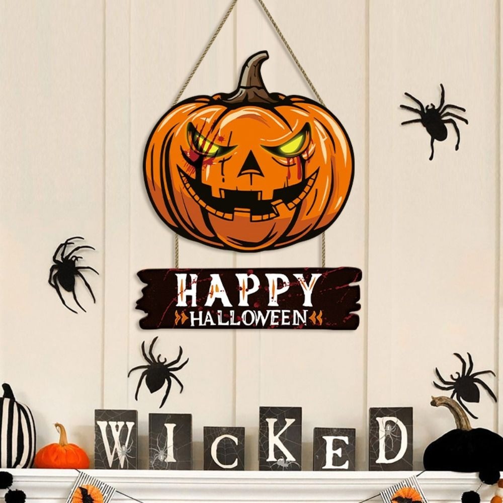 Wooden Halloween Pumpkin Door Sign - Image 3