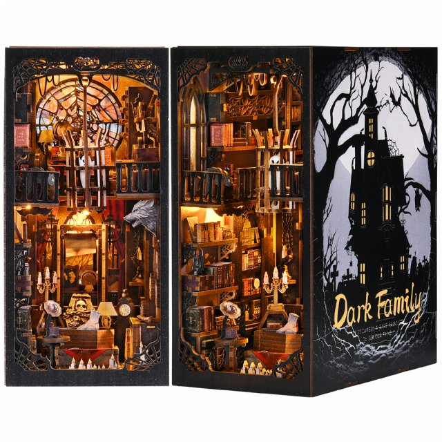 DIY Book Nook Kit - Gothic Style Dark Family Decor for Bookshelves