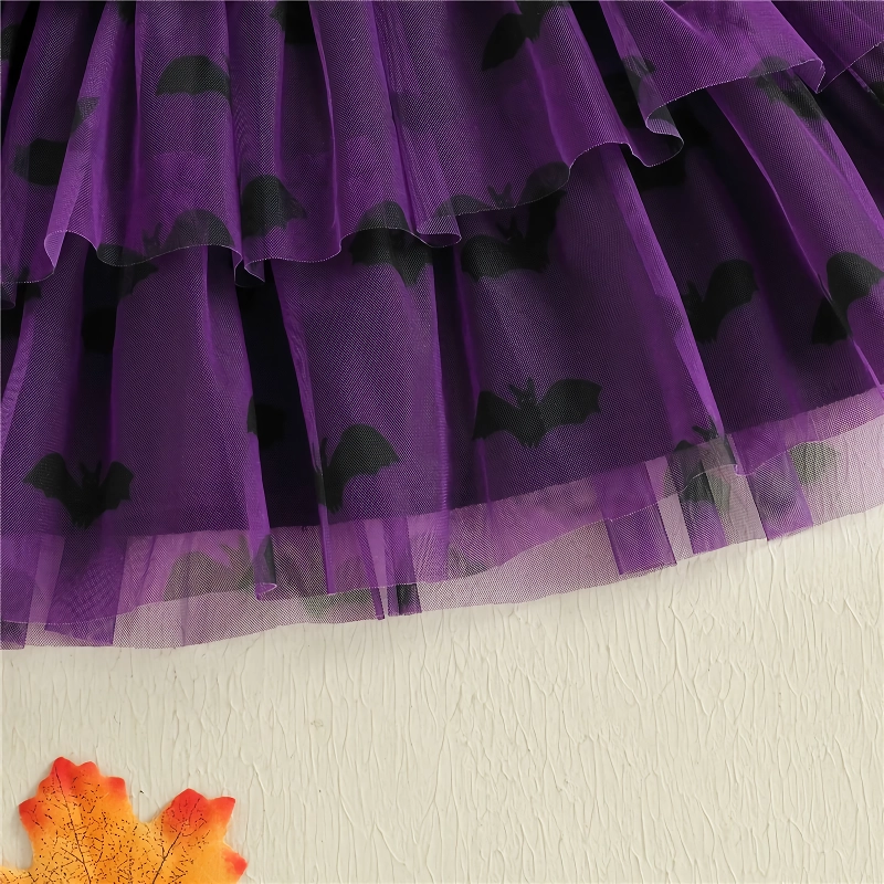 Toddler Baby Girl Halloween Dress with Bat and Ghost Prints & Butterfly Wings - Image 5
