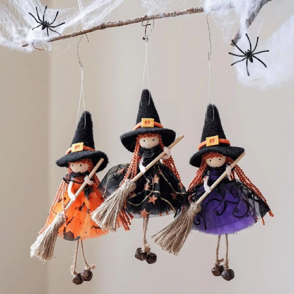 Hanging Broom Girl Angel Pendant for Halloween Decor - Image 2