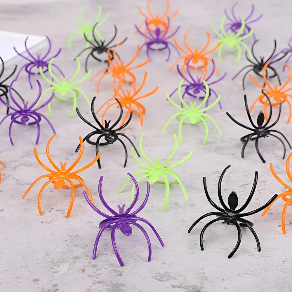 Halloween Spider Rings for Kids - 50Pcs Party Favors, Trick or Treat Accessories - Image 5