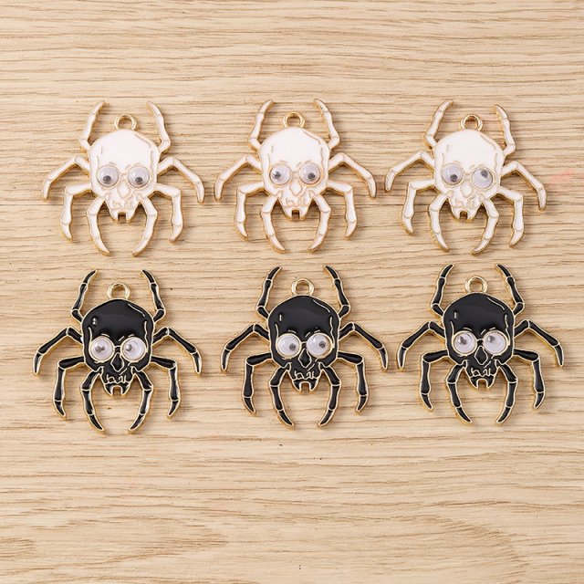 10pcs Cartoon Spider Enamel Charms for Jewelry Making