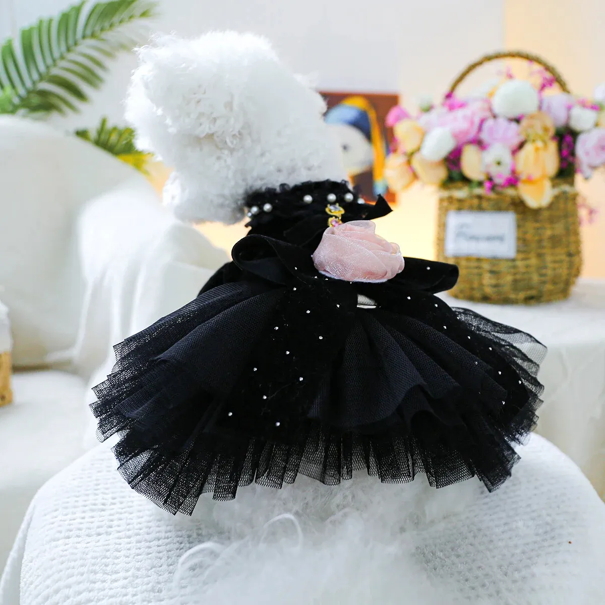 Elegant Wedding Dress for Small & Medium Dogs - Sahara Rose Black - Image 3