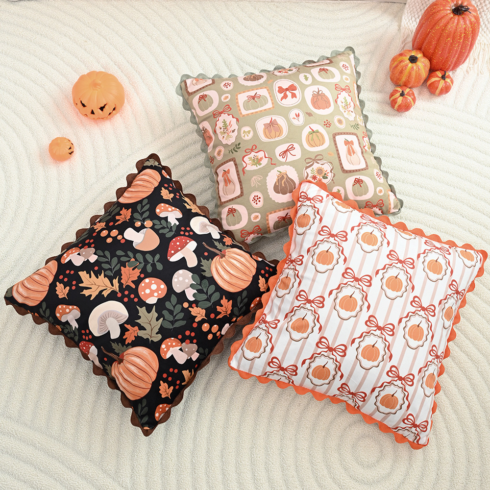 Halloween Day of The Dead Pumpkin Cushion Cover 18x18 Inch Decorative Pillowcase - Image 2