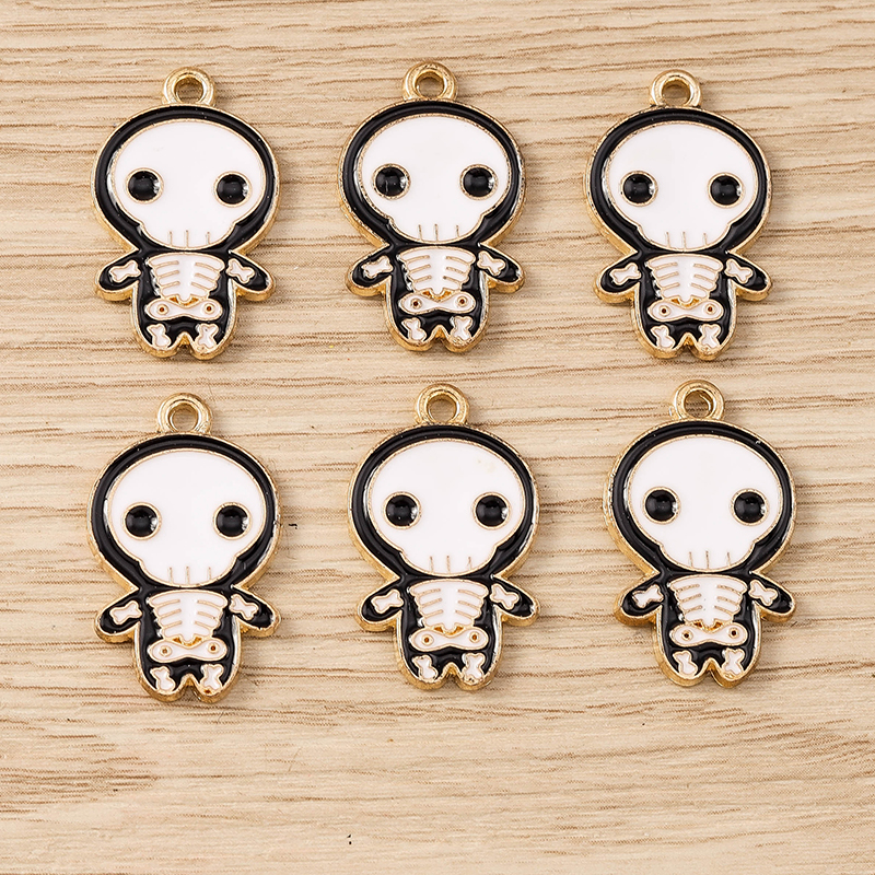 Halloween Skeleton Enamel Charms Pendants for DIY Jewelry Making
