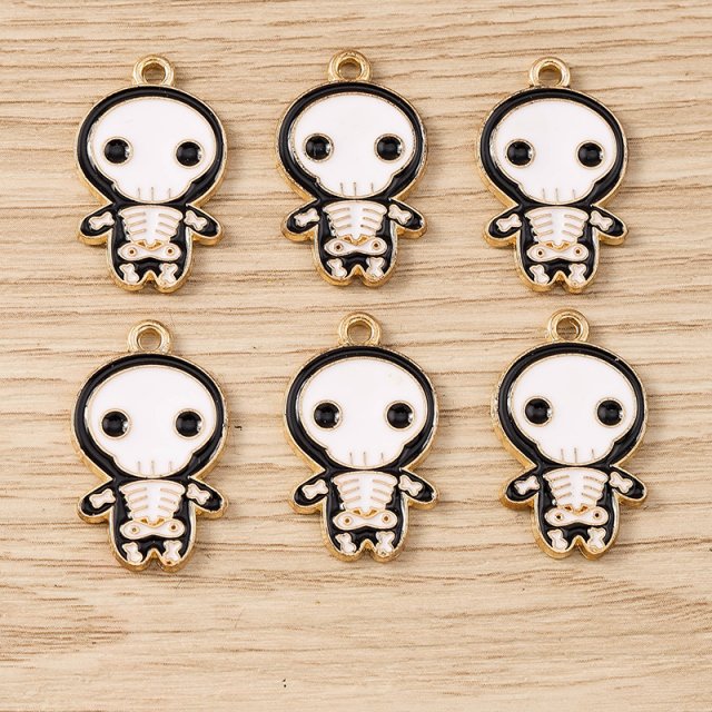 Halloween Skeleton Enamel Charms Pendants for DIY Jewelry Making