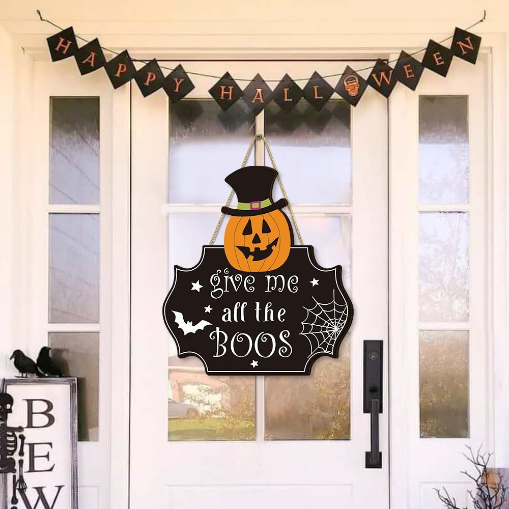 Wooden Halloween Pumpkin Door Sign