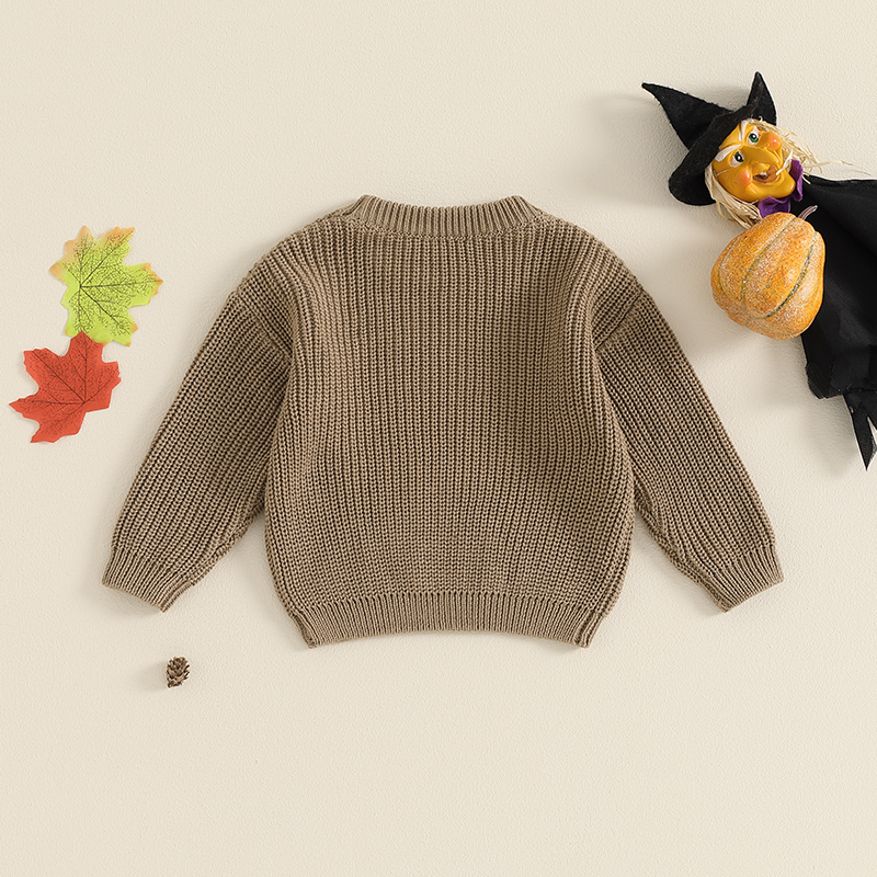 Baby Halloween Knitted Sweater with Pumpkin/Ghost Embroidery - Image 6