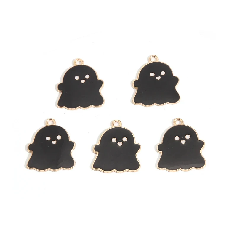 Cute Halloween Ghost Charms – 10pcs Black & White DIY Pendants - Image 6