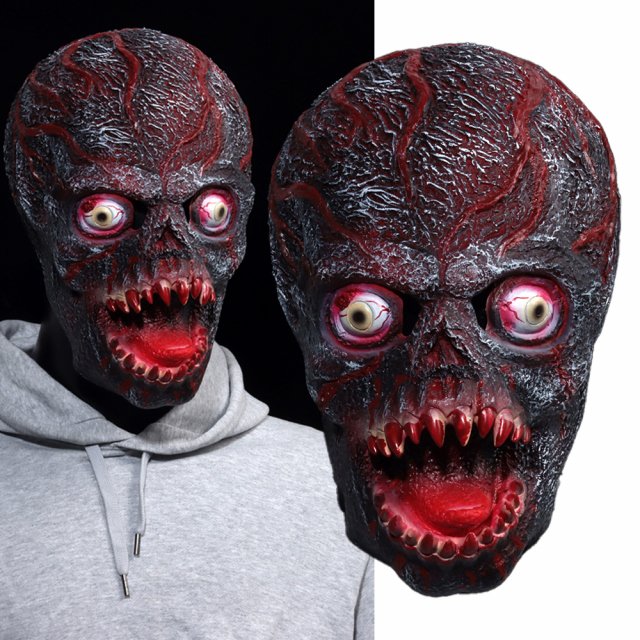 Zombie Skull Mask Halloween Costume - Latex Horror Demon Skeleton Mask