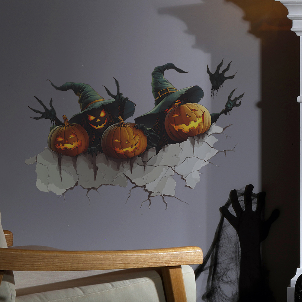 Halloween Wall-Breaking Pumpkin Ghost Hand Wall Stickers - Image 5
